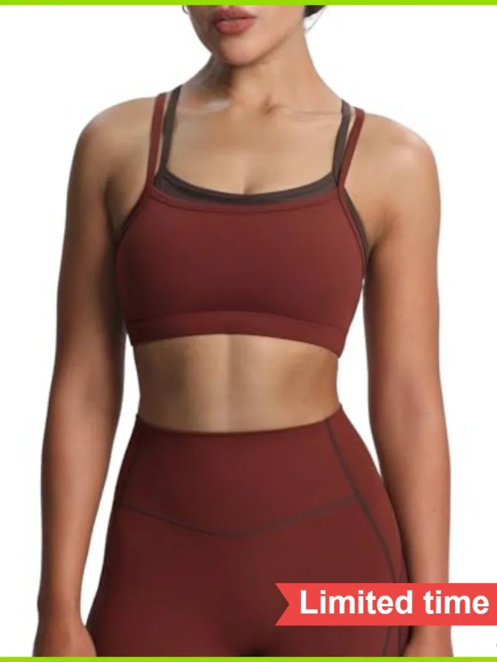 Double Layer High Impact Sports Bra, Cross-Back, Removable Pads, 75% Nylon 25%